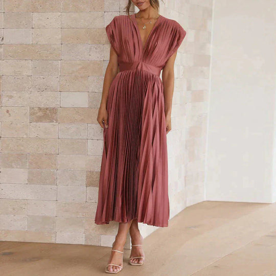 Dames Plooijurk Elegante Stijl Flatterend Silhouet - Iris-2