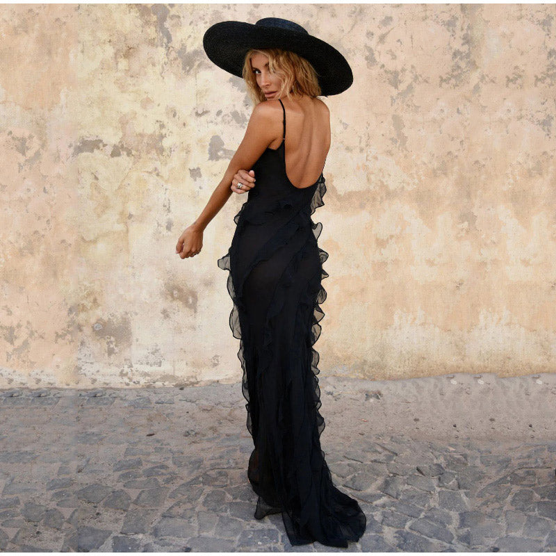Dames Maxi Jurk met Ruffles en Split - Elegante Zomerlook-3