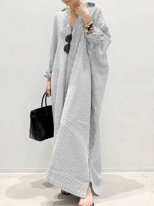 Dames Lange Jurk Elegante Gestreepte Vintage Stijl - Carmen-3