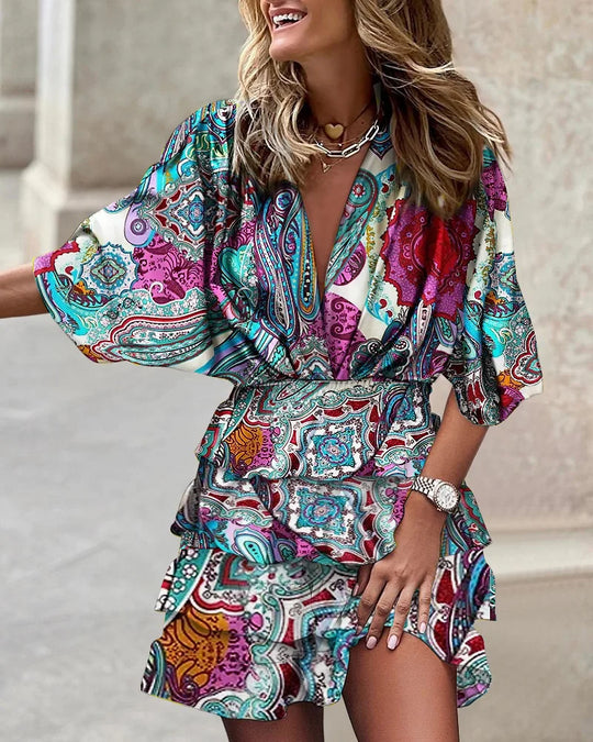 Variant image for Dames Mini Jurk Met Print Flatterende Snit - Zomer Stijlvol - Caroline-26