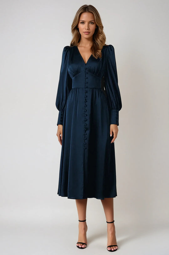 Dames Midi-jurk Elegante Vloeiende Pasvorm Voor Zomer - Ayumi-6