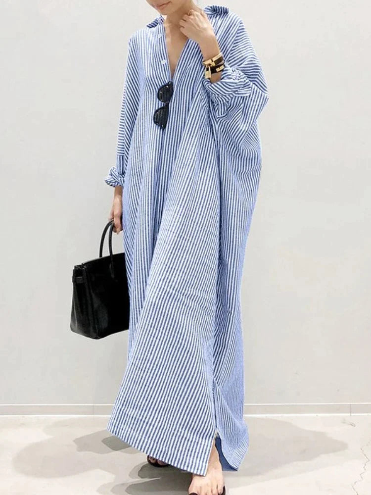 Variant image for Dames Lange Jurk Elegante Gestreepte Vintage Stijl - Carmen-9