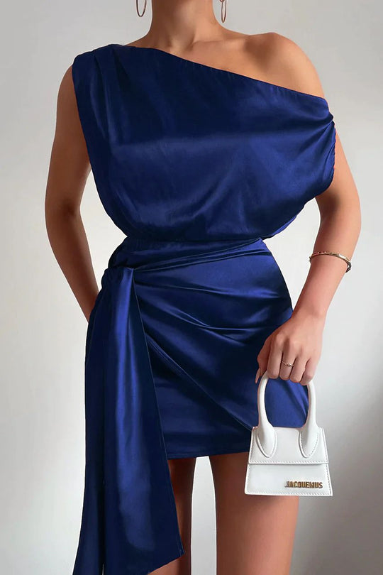 Dames One Shoulder Mini Jurk Elegante Stijl - Fleur-1