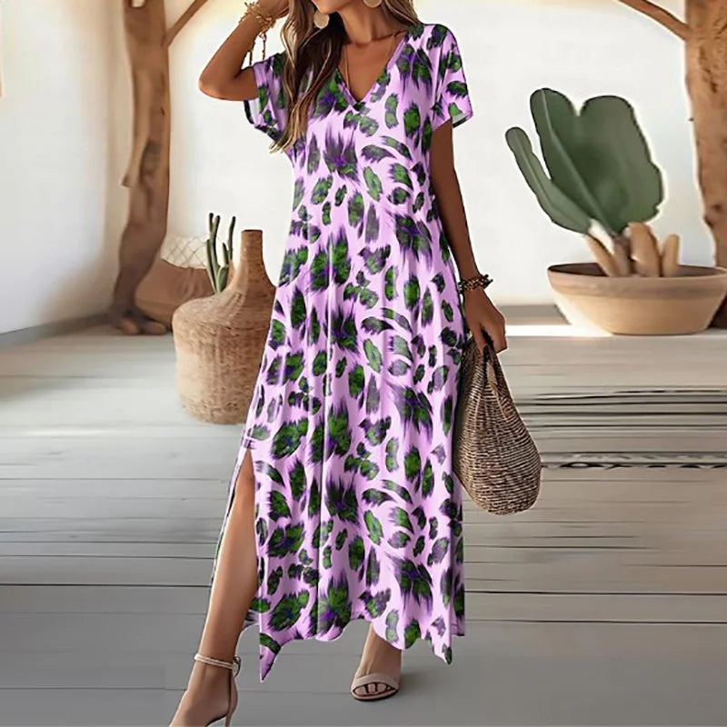 Dames Lange Jurk Vintage Print Elegante Stijl - Christa-2