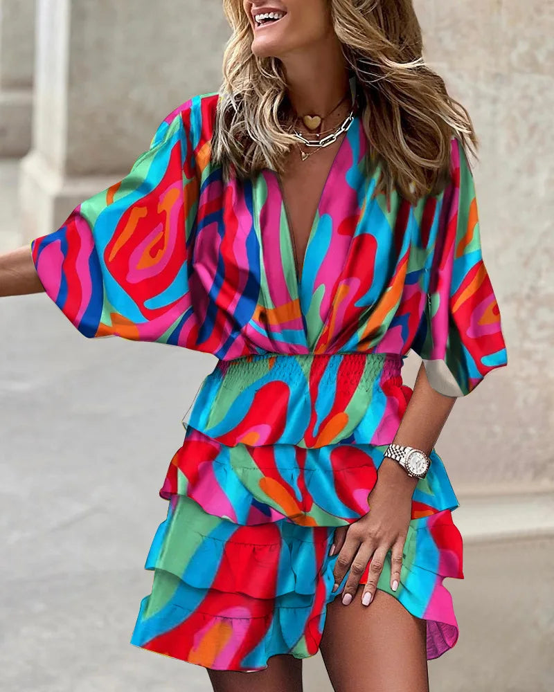 Variant image for Dames Mini Jurk Met Print Flatterende Snit - Zomer Stijlvol - Caroline-21