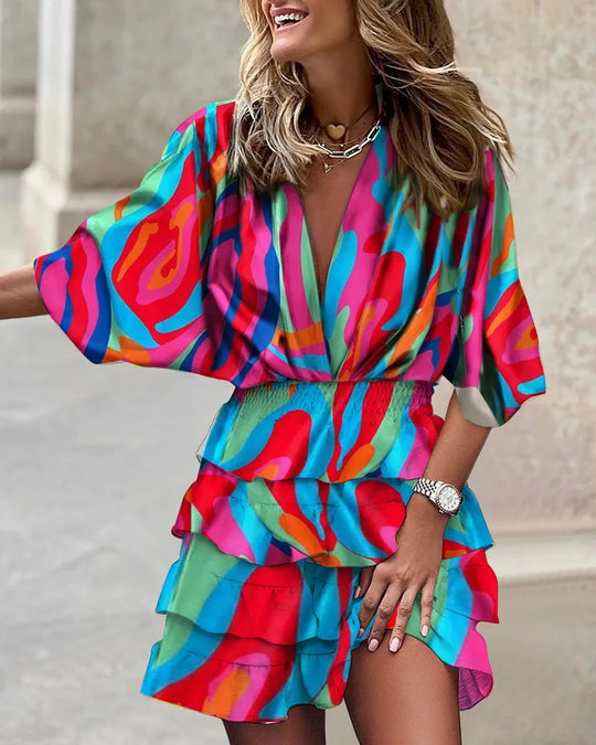 Variant image for Dames Mini Jurk Met Print Flatterende Snit - Zomer Stijlvol - Caroline-21