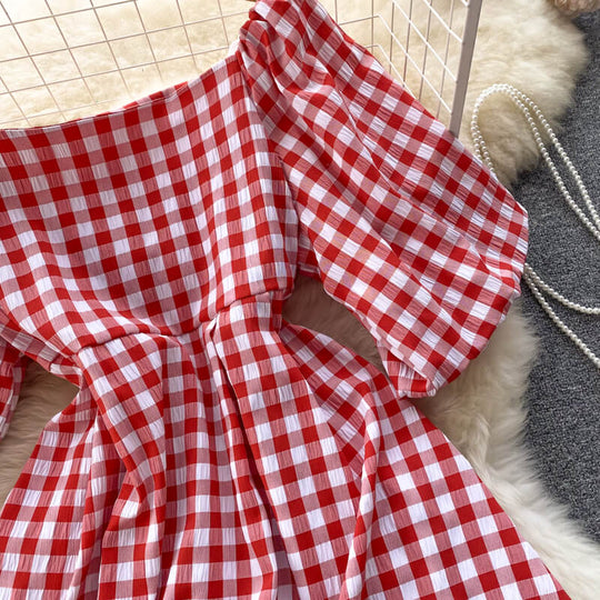 Dames A-Lijn Jurk met Vierkante Kraag en Pofmouwen - Zomer Kleding - Emma-6