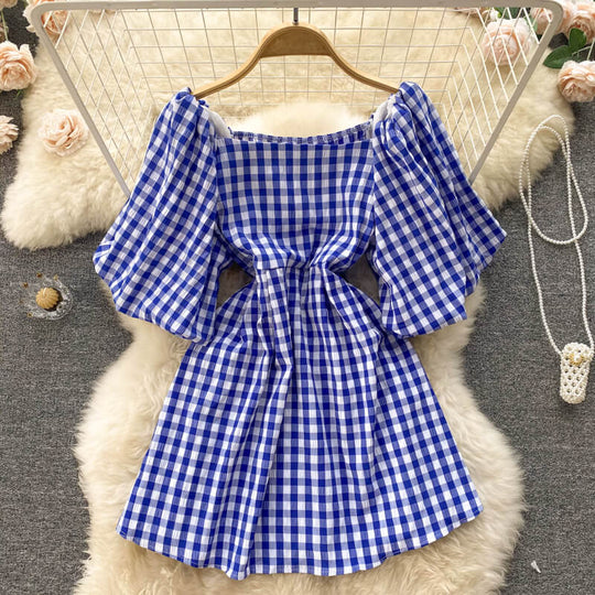 Variant image for Dames A-Lijn Jurk met Vierkante Kraag en Pofmouwen - Zomer Kleding - Emma-3