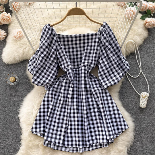 Variant image for Dames A-Lijn Jurk met Vierkante Kraag en Pofmouwen - Zomer Kleding - Emma-2