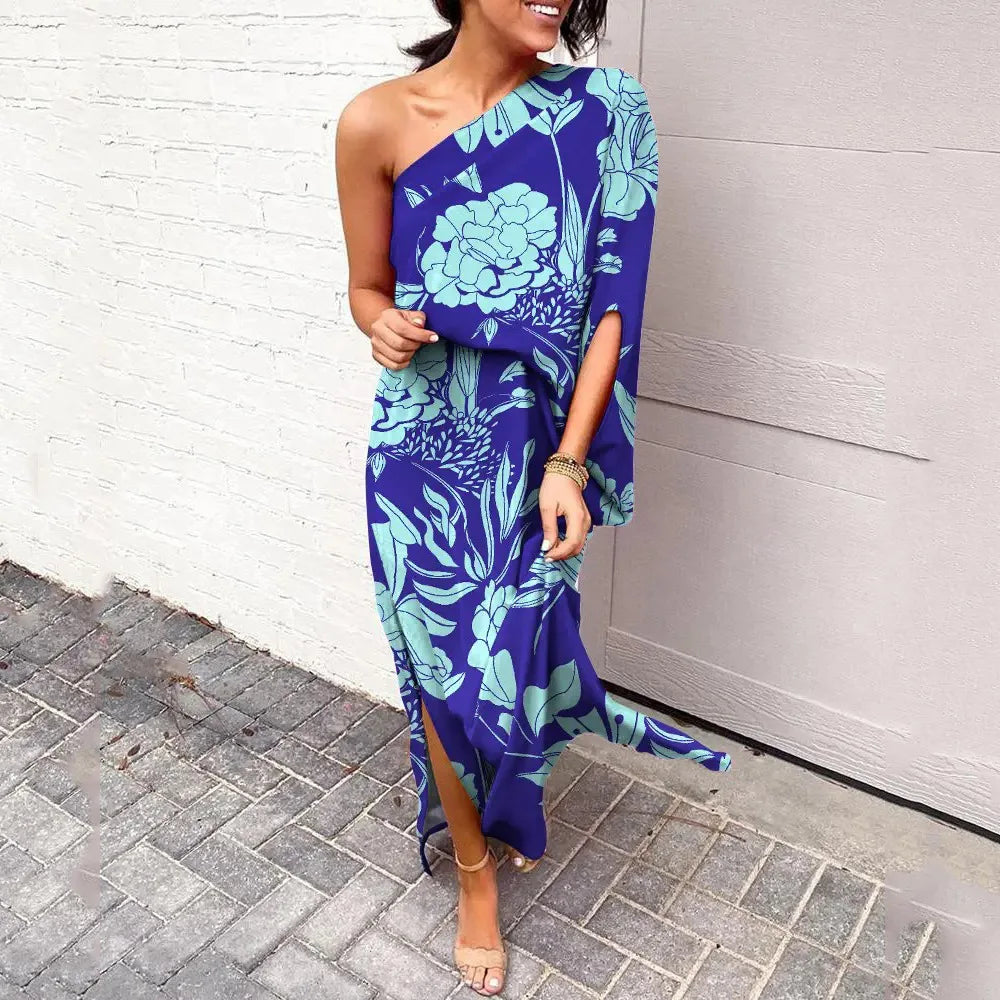 Dames One-Shoulder Jurk Elegant Patroon - Feestelijke Kleding Camille-1