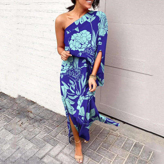 Dames One-Shoulder Jurk Elegant Patroon - Feestelijke Kleding Camille-1