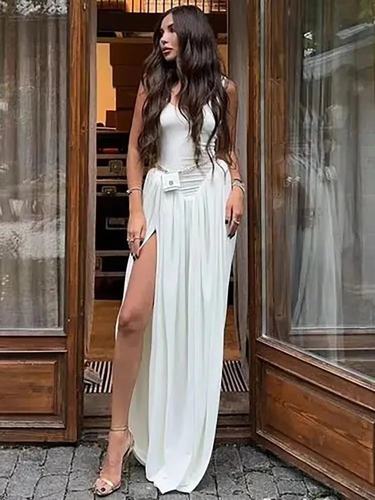 Variant image for Dames Maxi Jurk Asymmetrisch met Plissé Accenten - Bella-2