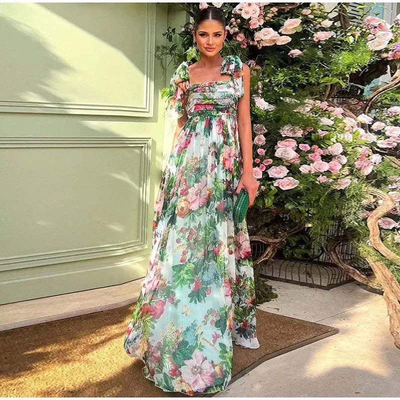Dames Maxi Jurk Rugloos Bloemenprint Elegante Pasvorm - Jane-1