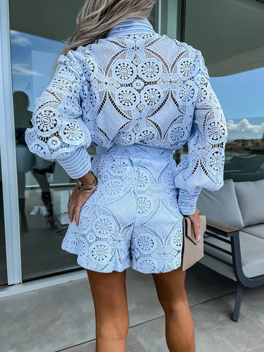 Variant image for Dames Boho Chic Kanten Blouse en Hoge Taille Shortset - Kaya-9