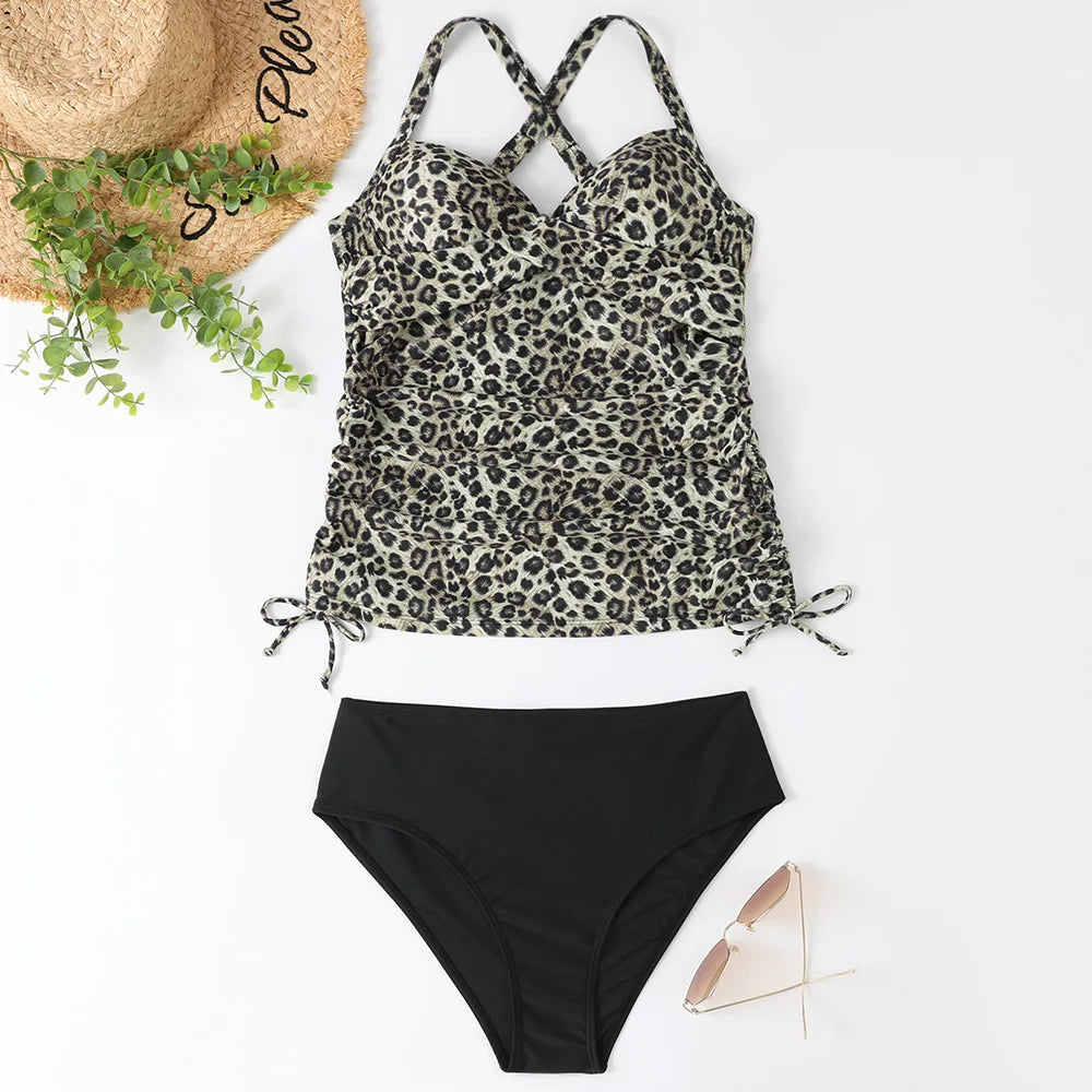 Dames V-Hals Tankini Set Effen Kleur - Sophie-3