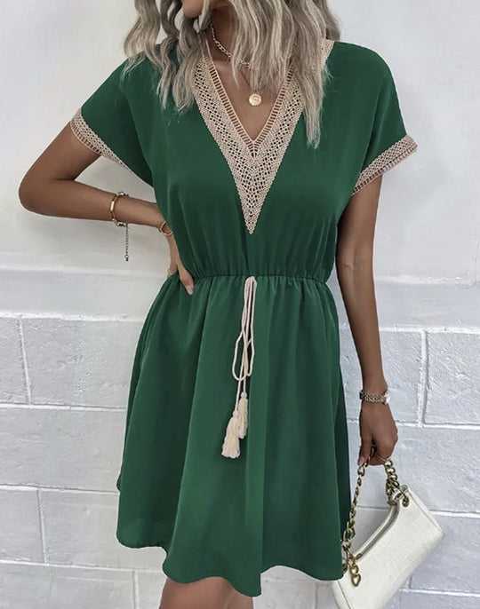 Dames Boheemse Zomerjurk Lichte Stof met Kantafwerking - Adrianna-5