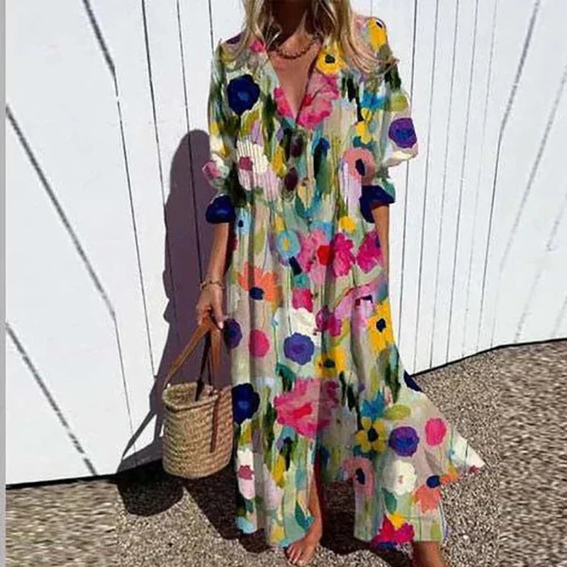 Variant image for Dames Maxi Jurk Luchtige Viscoseblend Met Knoopsluiting - Natasha-1
