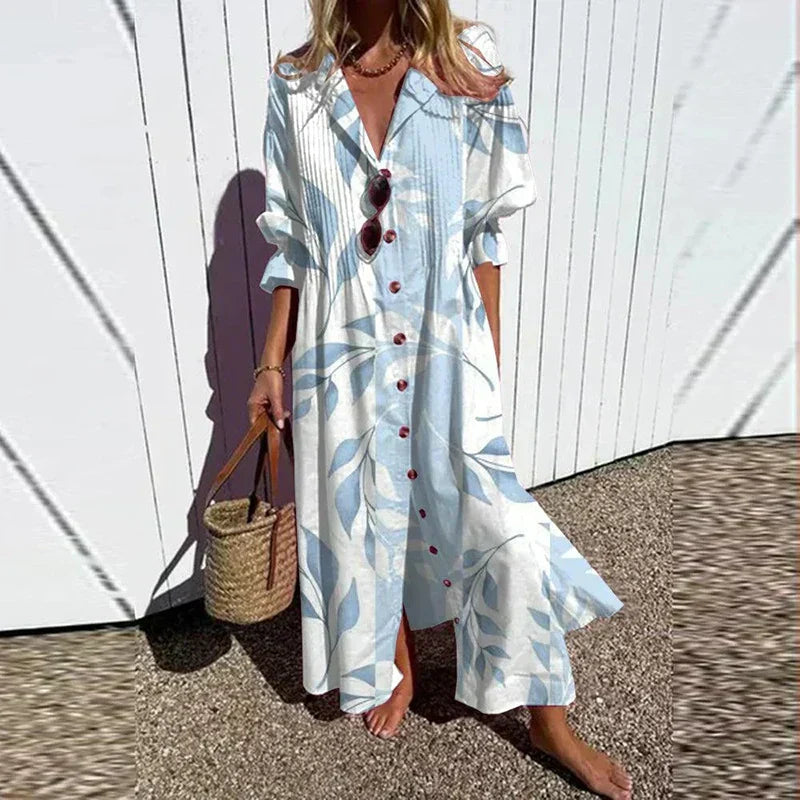 Dames Maxi Jurk Luchtige Viscoseblend Met Knoopsluiting - Natasha-2