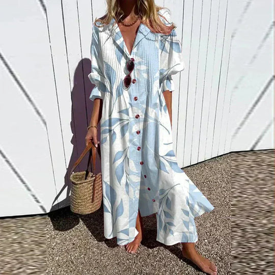 Dames Maxi Jurk Luchtige Viscoseblend Met Knoopsluiting - Natasha-2
