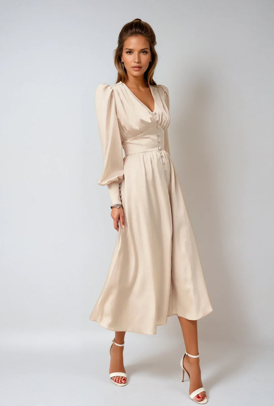 Dames Midi-jurk Elegante Vloeiende Pasvorm Voor Zomer - Ayumi-3