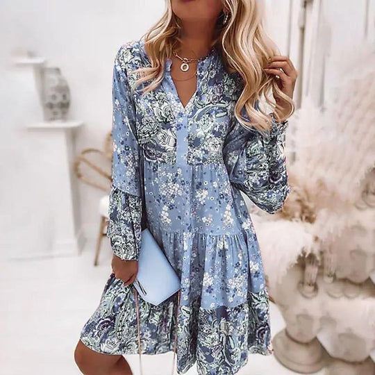 Dames Zomerjurk Veelkleurige V-hals Stijlvol Ontwerp - Leah-4