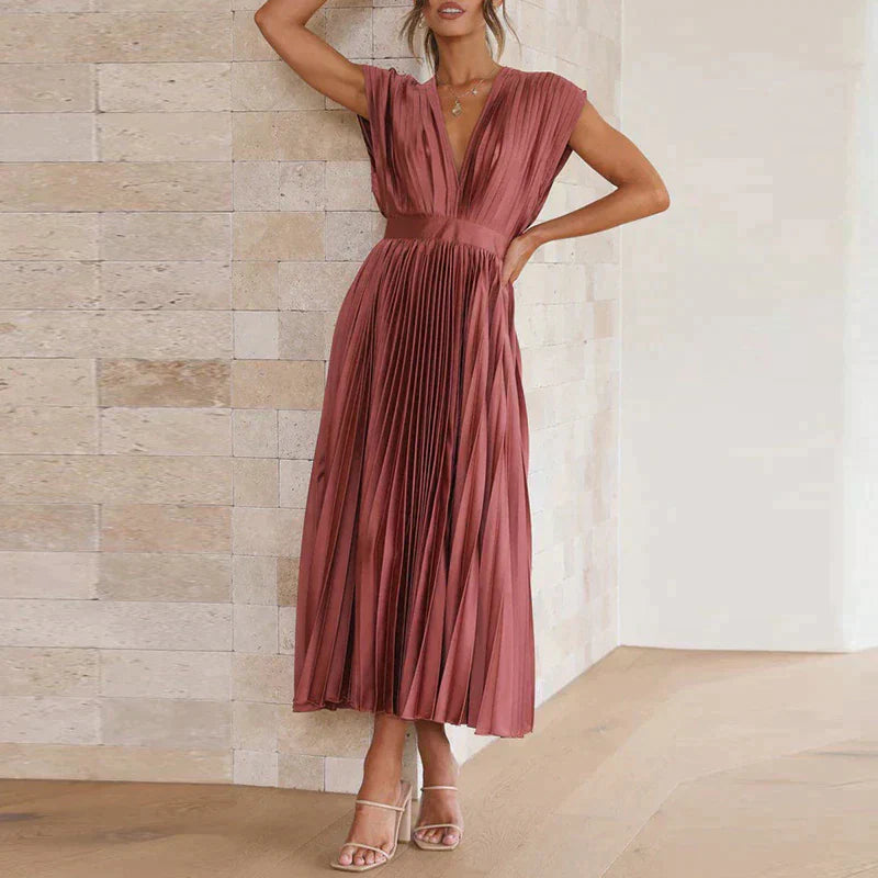 Dames Plooijurk Elegante Stijl Flatterend Silhouet - Iris-1