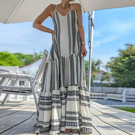 Variant image for Dames Mouwloze Jurk Elegant Ruches Casual Print - Sophie-1
