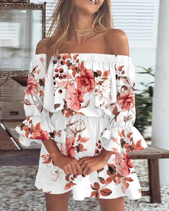 Variant image for Dames Off-Shoulder Geprinte Lange Jurk Voor Feestelijke Gelegenheden - Elsie-7