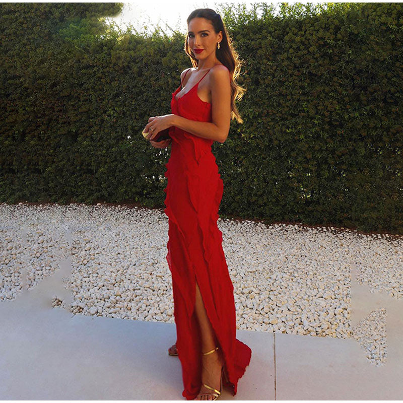 Dames Maxi Jurk met Ruffles en Split - Elegante Zomerlook-2