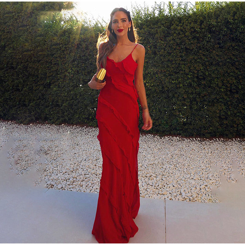 Variant image for Dames Maxi Jurk met Ruffles en Split - Elegante Zomerlook-1