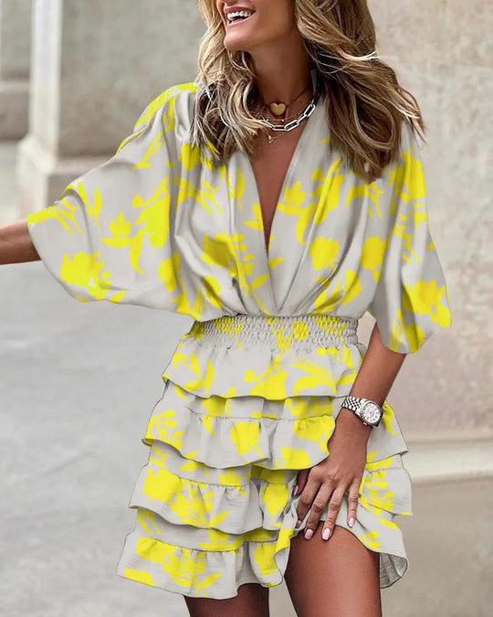Dames Mini Jurk Met Print Flatterende Snit - Zomer Stijlvol - Caroline-1