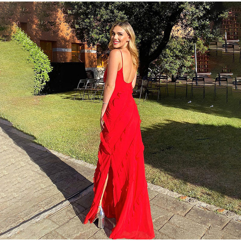 Dames Maxi Jurk met Ruffles en Split - Elegante Zomerlook-5