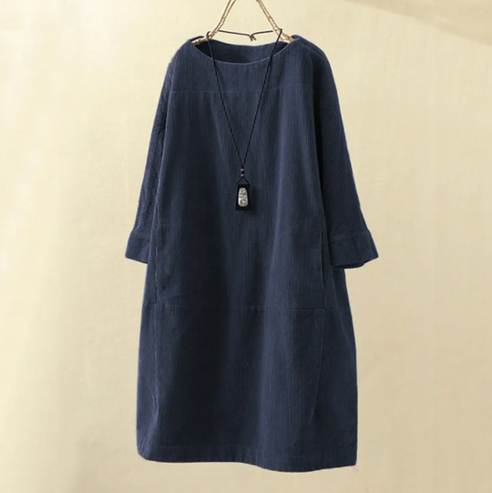 Dames A-lijn Jurk Comfortabel Ribfluweel Design - Ruby-3