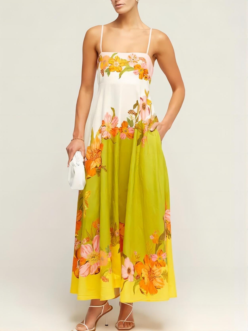 Dames Maxi Jurk Zomer Bloemenprint Elegante Spaghettibandjes - Emma-2