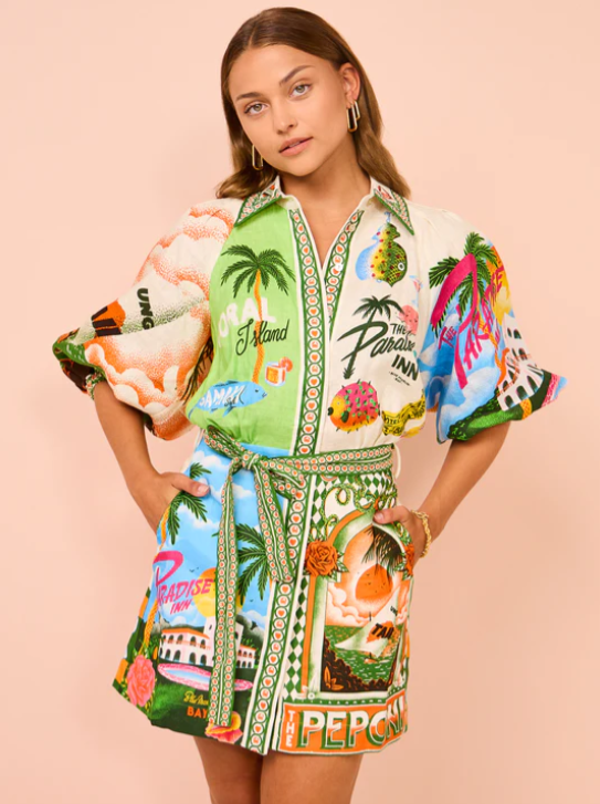 Dames Mini Jurk Elegante Polokraag met Strikceintuur - Zomerstijl-1