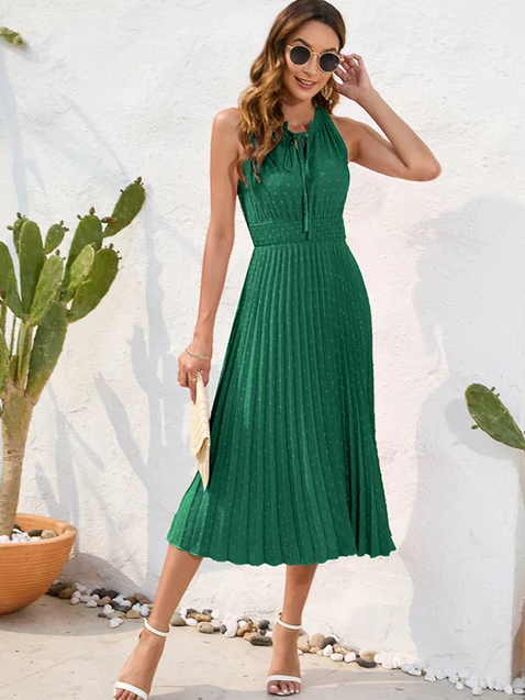 Dames Gala Jurk Zwart met Plissé Halterdesign - Elegant-2