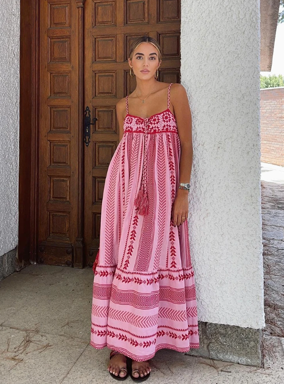 Dames Maxi Jurk A-Lijn Flatterende Pasvorm voor Zomer - Rosa-2