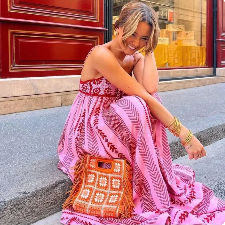 Dames Maxi Jurk A-Lijn Flatterende Pasvorm voor Zomer - Rosa-1