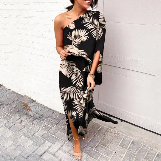 Dames One-Shoulder Jurk Elegant Patroon - Feestelijke Kleding Camille-6