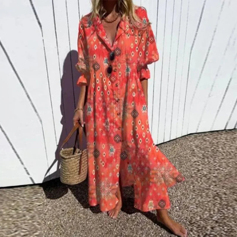 Variant image for Dames Maxi Jurk Luchtige Viscoseblend Met Knoopsluiting - Natasha-19