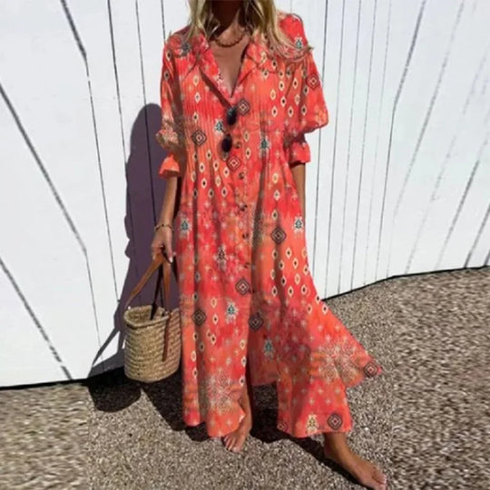 Variant image for Dames Maxi Jurk Luchtige Viscoseblend Met Knoopsluiting - Natasha-19