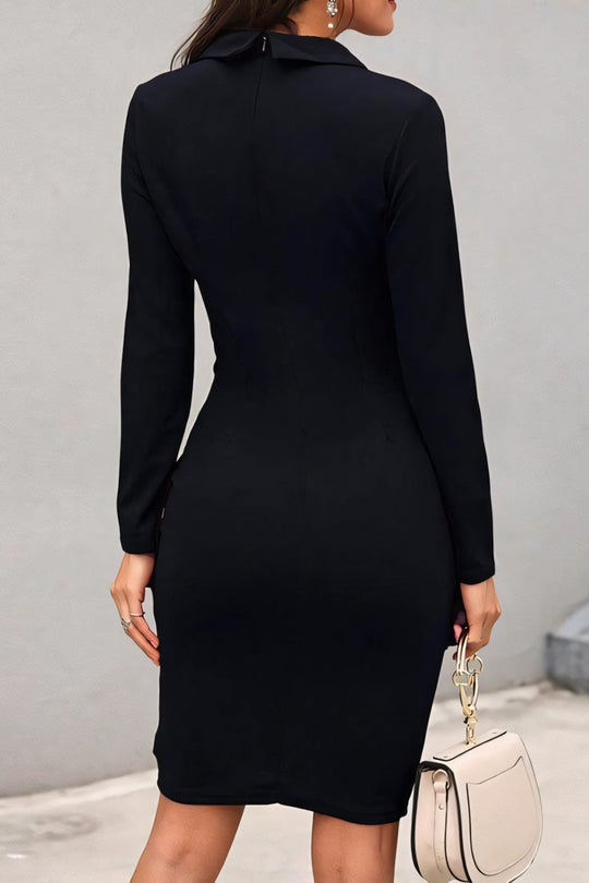 Dames Midi Jurk Elegante Pasvorm met Kraag - Serenzia-4