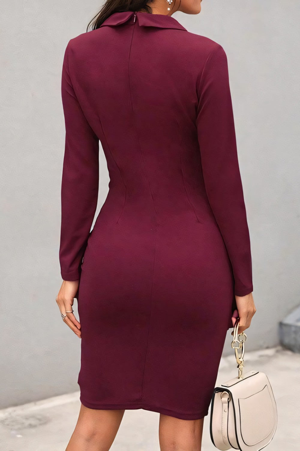Dames Midi Jurk Elegante Pasvorm met Kraag - Serenzia-2