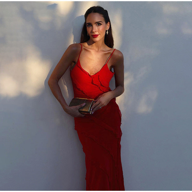 Dames Maxi Jurk met Ruffles en Split - Elegante Zomerlook-4