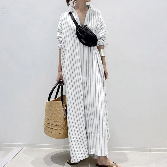 Variant image for Dames Lange Jurk Elegante Gestreepte Vintage Stijl - Carmen-33