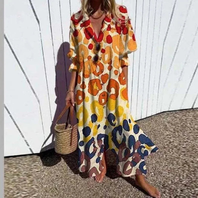 Dames Maxi Jurk Luchtige Viscoseblend Met Knoopsluiting - Natasha-3
