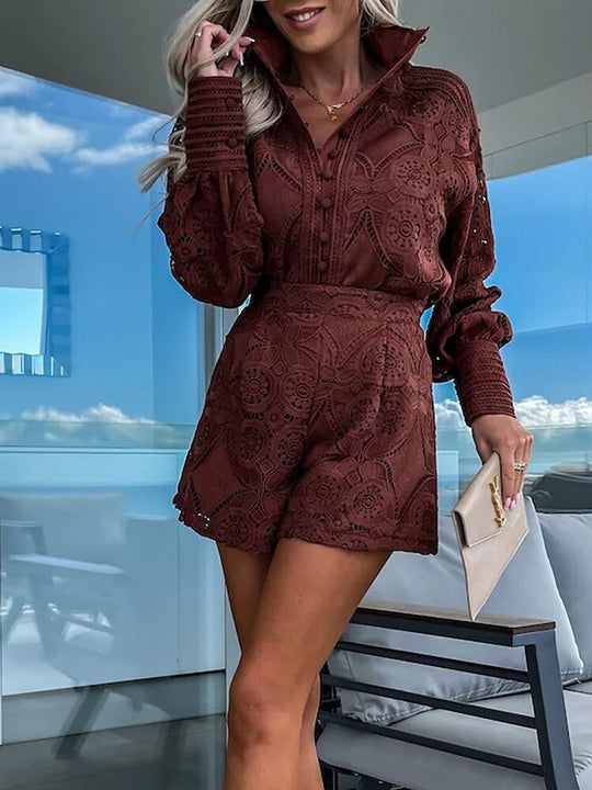 Variant image for Dames Boho Chic Kanten Blouse en Hoge Taille Shortset - Kaya-13