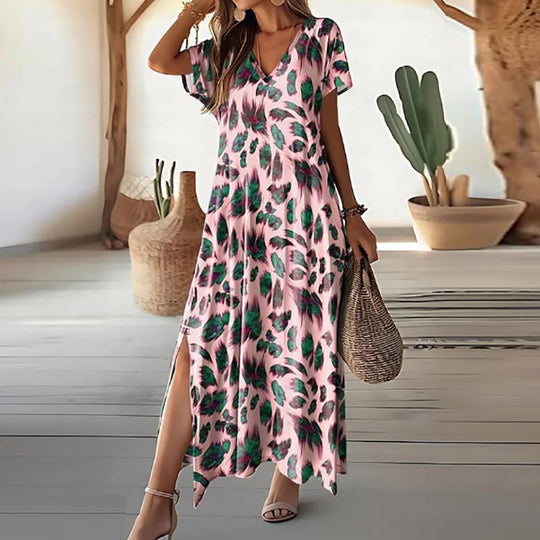 Dames Lange Jurk Vintage Print Elegante Stijl - Christa-4