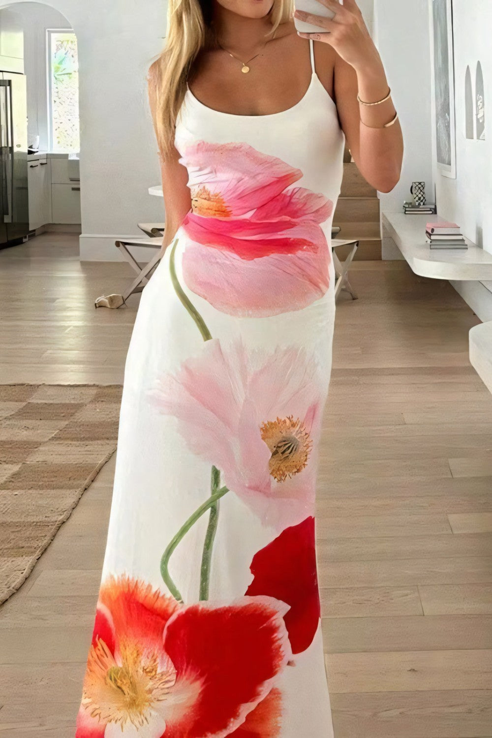 Vrouwen A-lijn Rugloze Bloemenjurk Elegant Design - Siletta-3