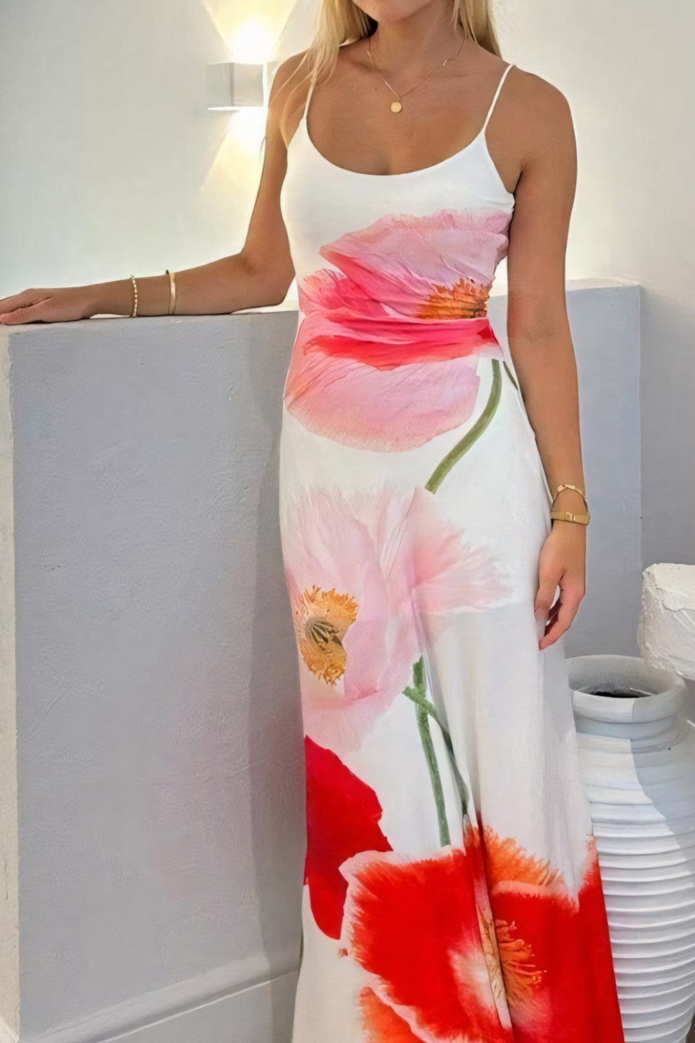 Vrouwen A-lijn Rugloze Bloemenjurk Elegant Design - Siletta-4